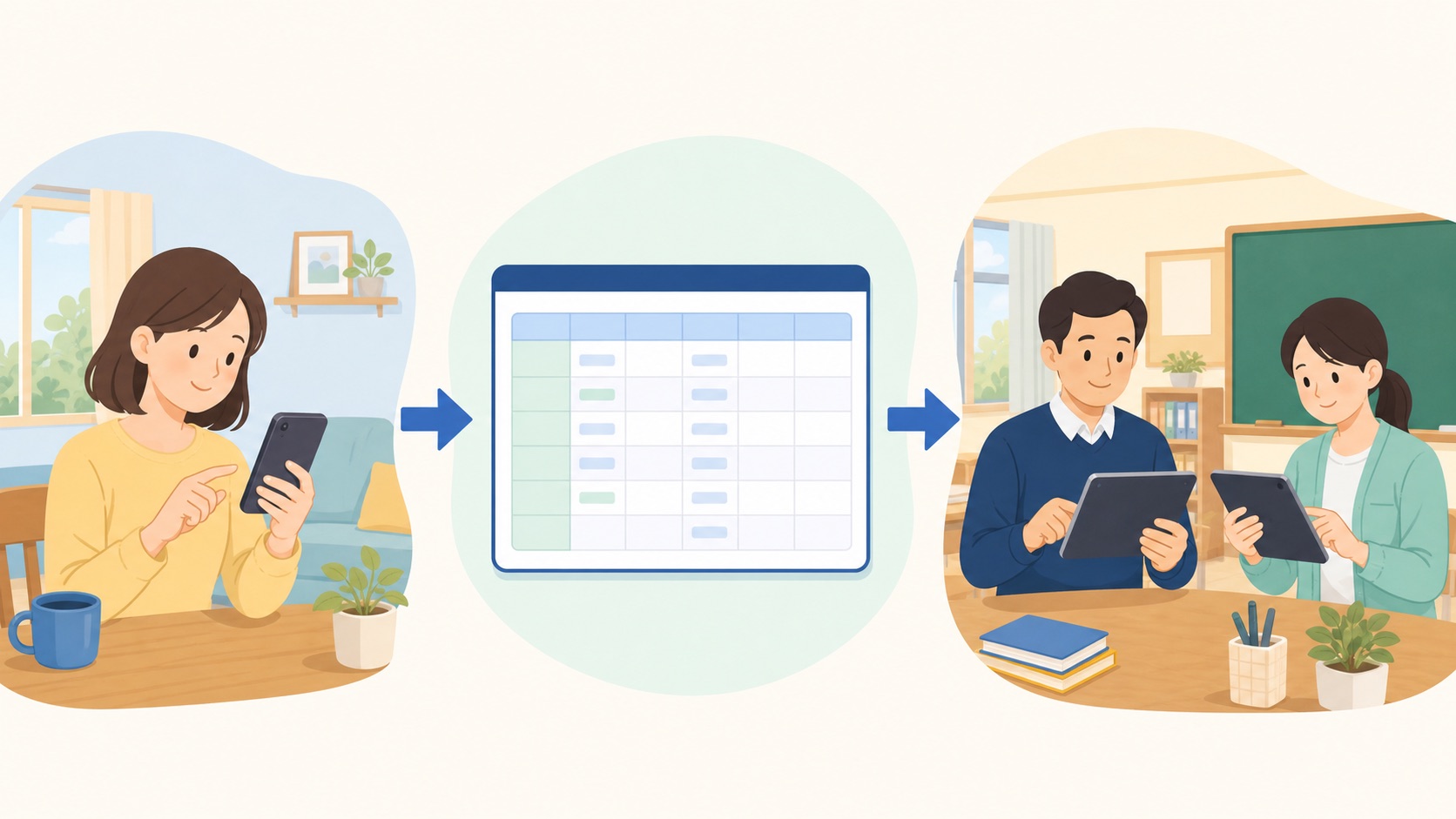 欠席連絡をフォームで確認する流れ